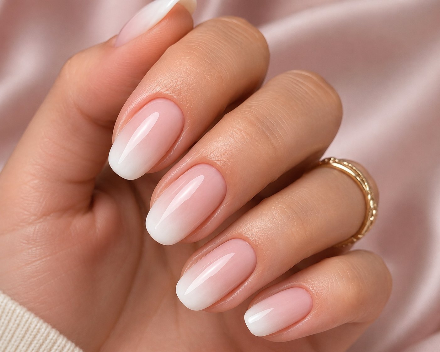 Manicura babyboomer con degradado nude a blanco — Cool Nails Gràcia