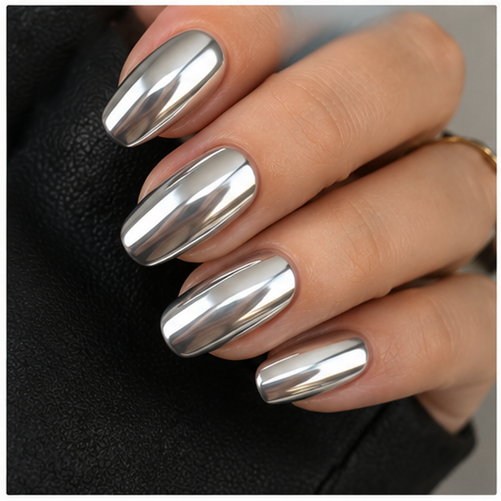 Chrome nails con acabado espejo metálico — Cool Nails Gràcia